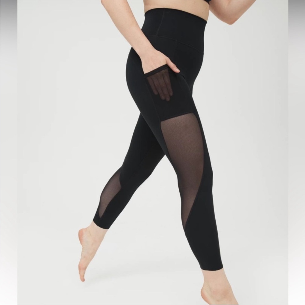 Aerie Black High-Waist Mesh Panel Leggings